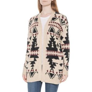 Lucky Brand Beige Geometric Cardigan